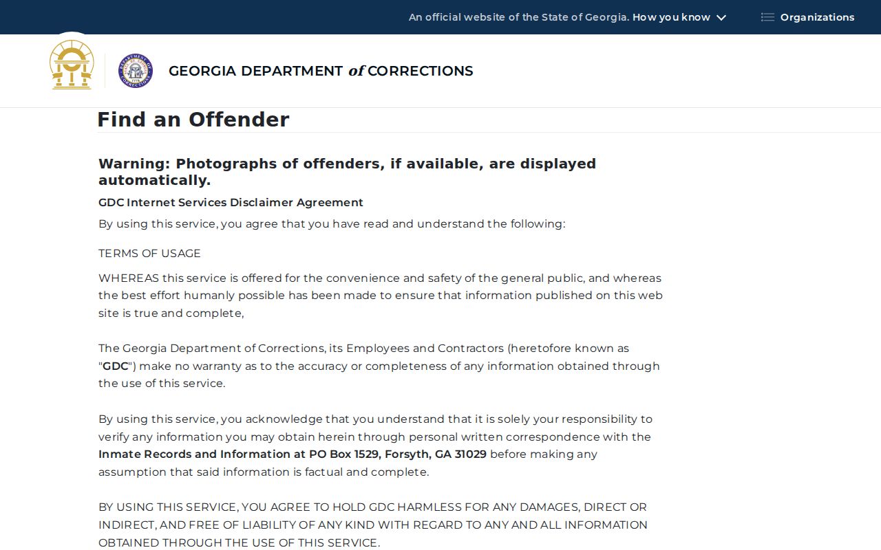 Jones County arrest follow-up through GDC offender search