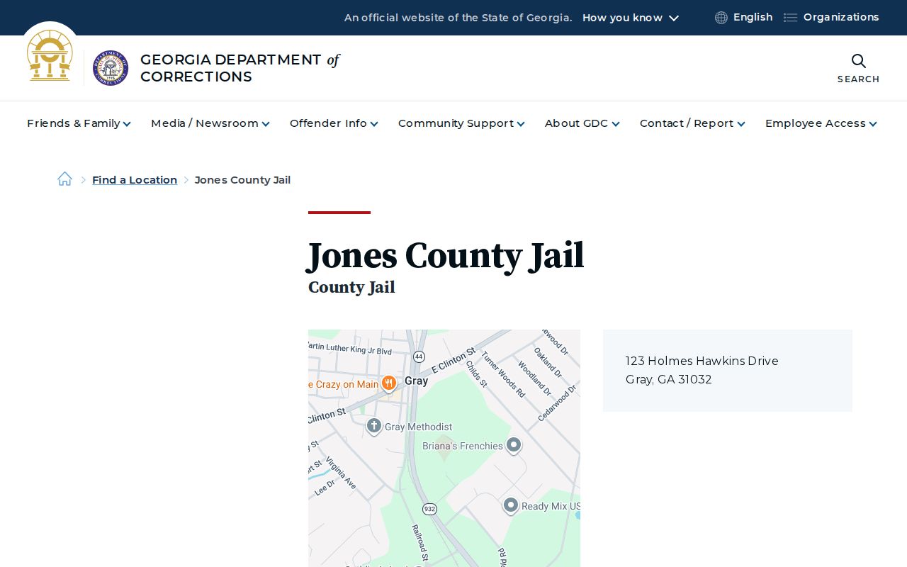 Jones County Jail arrest and booking location