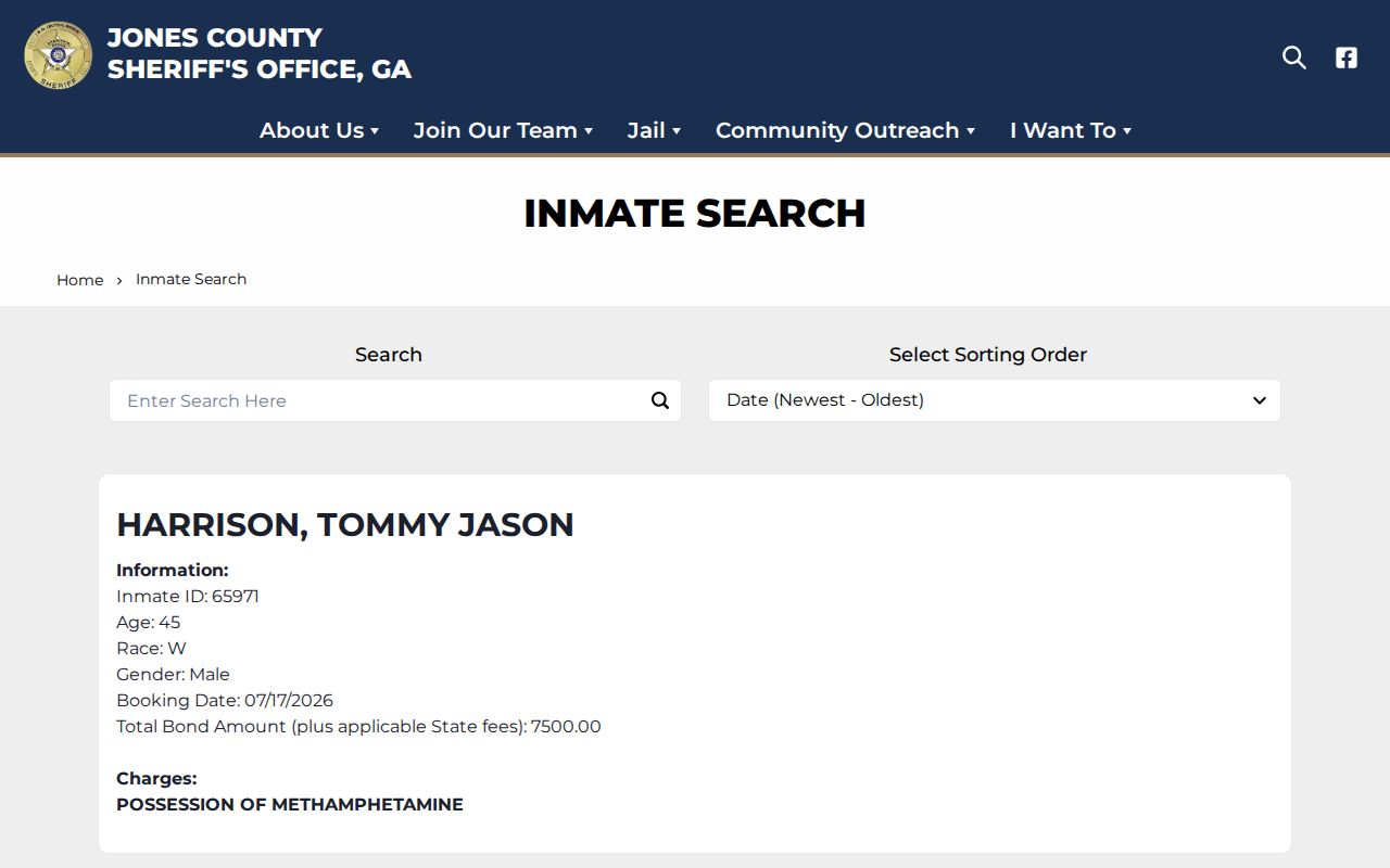 Jones County arrest search and inmate roster
